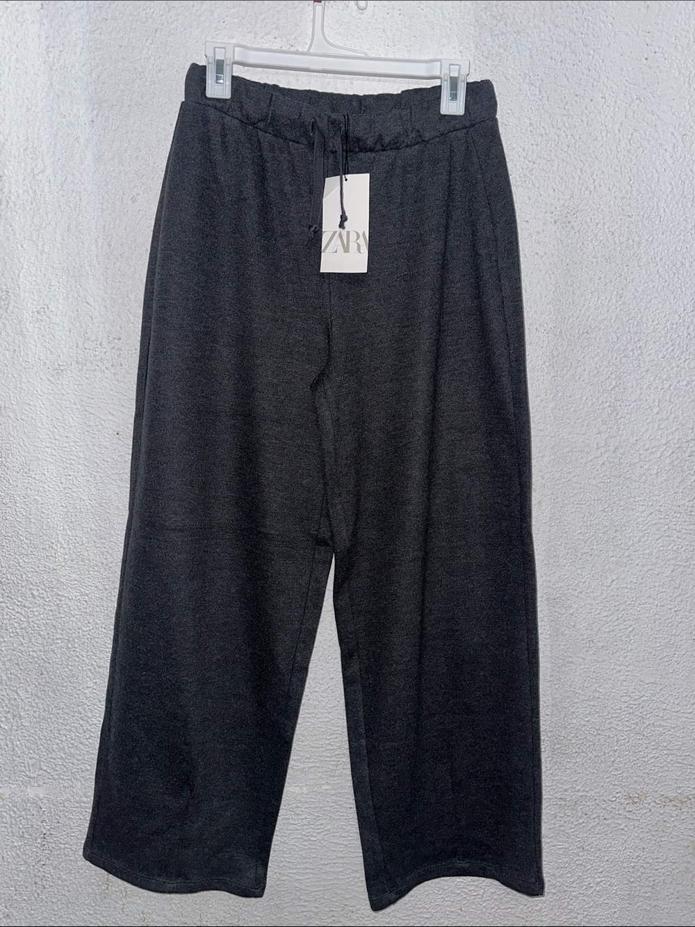 ZARA Charcoal Black Drawstring Wide-Leg Sweatpants